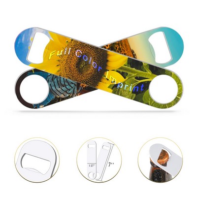 Full Color Process Stainless Steel Flat Bottle Opener