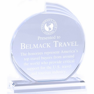 Clear Acrylic Circle Flair Award with Frosted Edges (6" x 8")