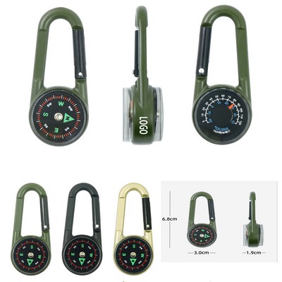 Pocket Climbing Button Compass Back With Thermometer