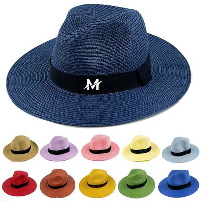Unisex Panama Straw Fedora Hat