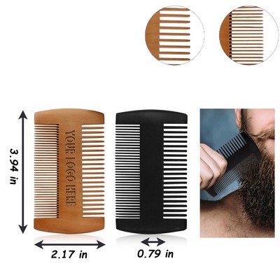 Personalized Wooden Beard Comb w/ Engraved Design