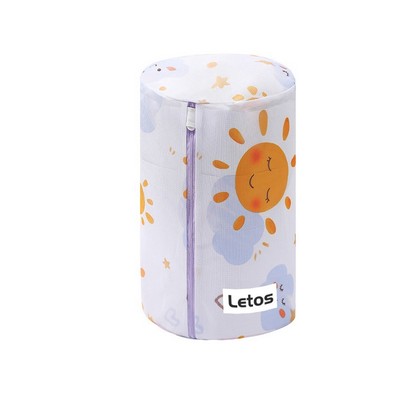 Cylindrical Zippered Mesh Laundry Bags Laundry Wash Bags for Delicates-Woven Label