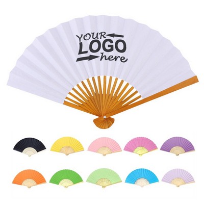 Bamboo Folding Blank Paper Fans