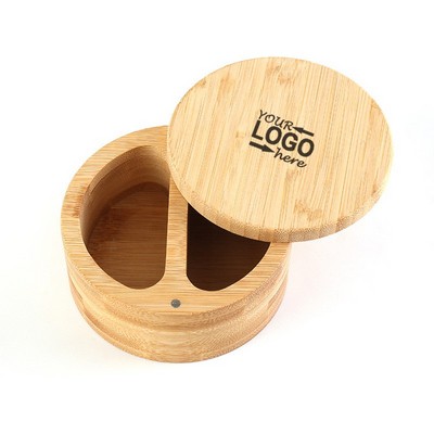 Bamboo Salt Storage Box with Magnetic Swivel Lid