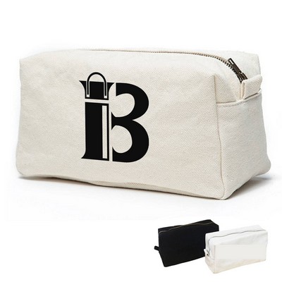 Canvas Cosmetic Bag Zipper Pouch Stand Up Design