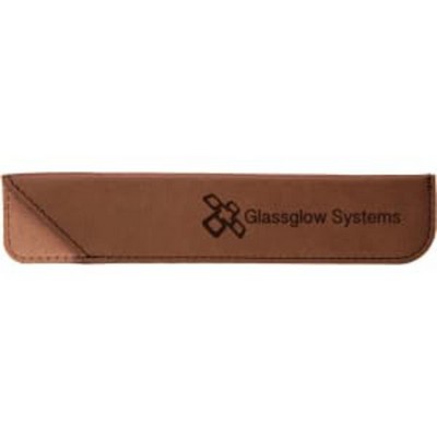 Engraved Pen Case - Single - Dark Brown, Leatherette - 6-1/2" x 1"