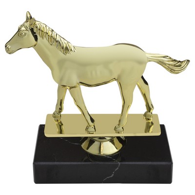 6 1/4" Gold Arabian Horse Animal Trophy on Black Marble Base