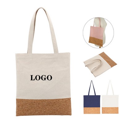 Sustainable Cork-Accent Tote with Front Pocket