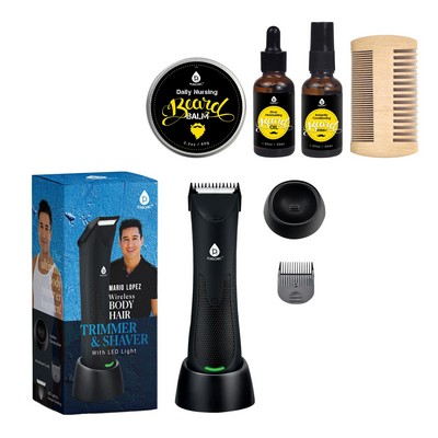 Pursonic Mario Lopez Wireless Body Hair Trimmer & Shaver And Beard Care Grooming Kit Bundle