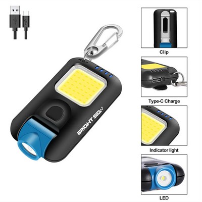 Rechargeable COB Multi-Function Keychain Flashlight
