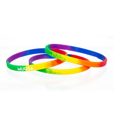 1/4" Rush Segmented Rainbow Silicone Wristband