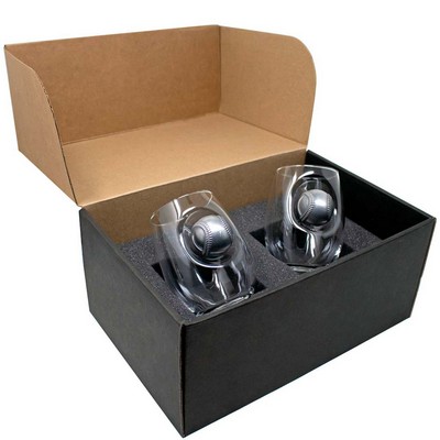 Baseball Embedded Wine Glass Gift Set