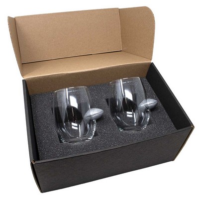 Football Embedded Wine Glass Gift Set