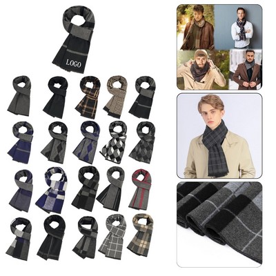 Men's Plaid Winter Scarf Set