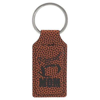 2 3/4" x 1 1/4" Football Leatherette Rectangle Keychain