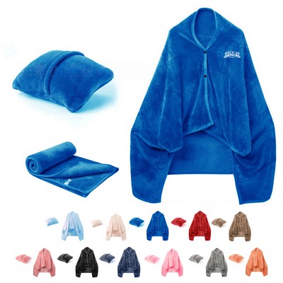 Dual-Purpose Travel Pillow & Blanket Set