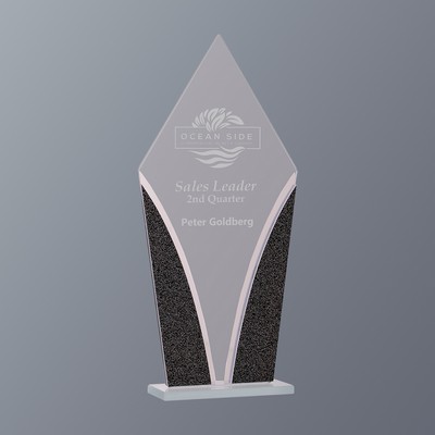 Clear/Black Designer Glass Award Series, Diamond, Small (4-1/4"x 9-1/4"H)