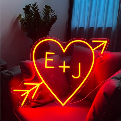 Arrow With Heart Initials Wedding Signs