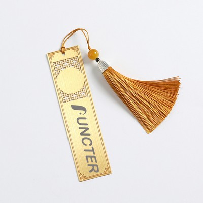 Hollowed Out Circle Metal Bookmark With Tassel
