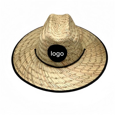 MOQ 50PCS Lifeguard Beach Sun Straw Hat/Woven Patch