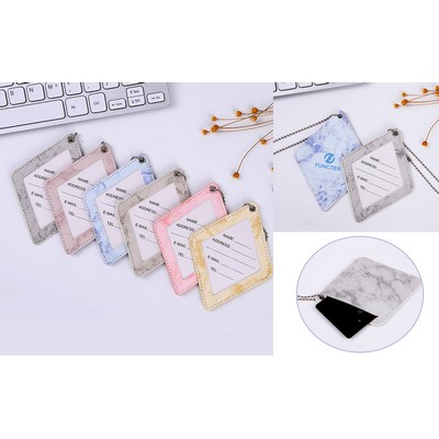 Colorful Rhombic Round Shape PU Leather Luggage Personalizable Travel ID Tag