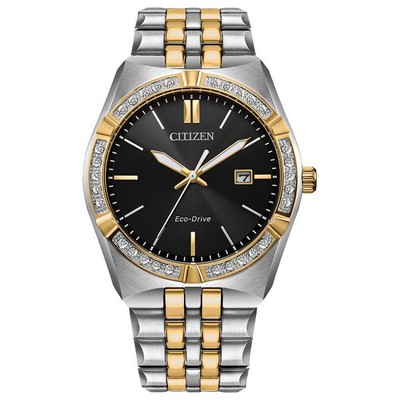 Citizen Men's Corso Stainless Steel Bracelet Watch Black Dial