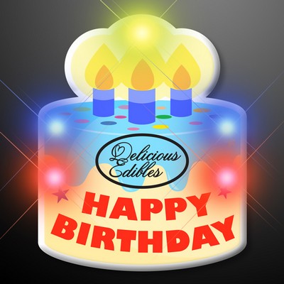 Happy Birthday Cake LED Pin Blinkies - PRINTED