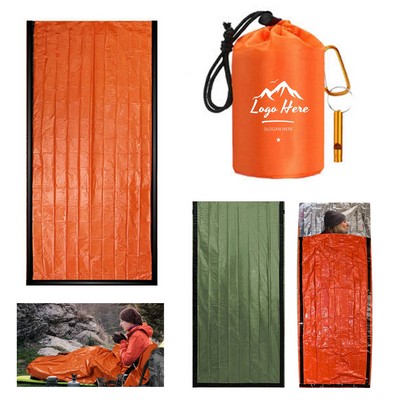 Portable Survival Sleeping Bag With Whistle & Pouch