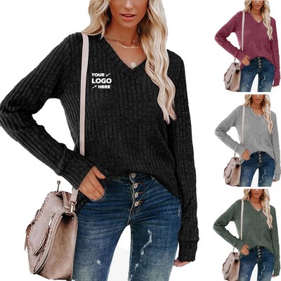 V Neck Long Sleeve Shirts for Women