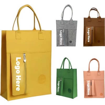 Recycled Poly Felt Tote W/Pocket-Eco Promo & Corp Gifts
