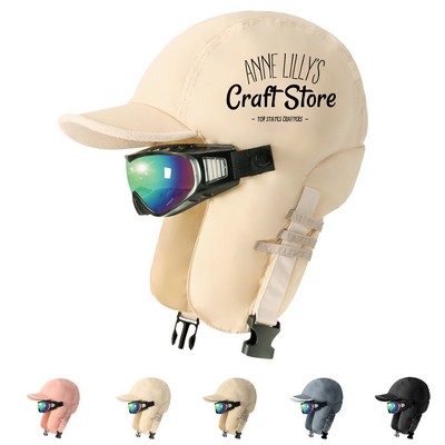 Winter Thermal Cycling Down Hat with Aviator Glasses