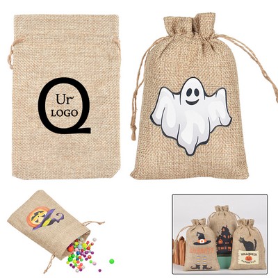 Jute Drawstring Bag For Halloween
