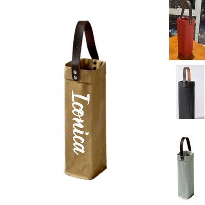 Washed Kraft Paper Wine Tote Bag