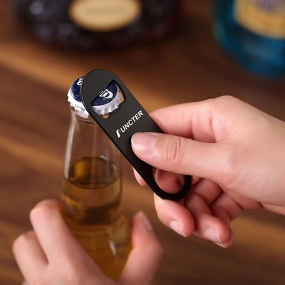 Metal Flat Bottle Opener with Keychain for Kitchen, Bar or Restaurant