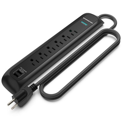 Monster Power Strip/Surge Protector 6 Outlets - Black