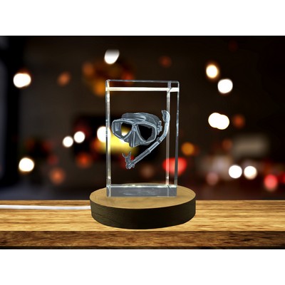 Snorkeling Mask 3D Engraved Crystal Trophy w/LED Base