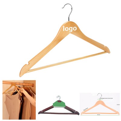 Custom Premium Wooden Hangers – Contoured Shoulders, Grooved Bar, 360° Swivel Hook
