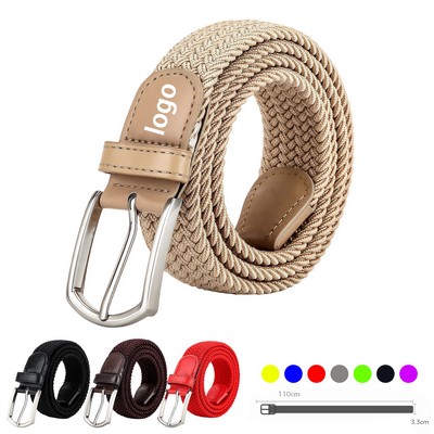 Custom Elastic Braided Belt – Stretch Polyester, Alloy Buckle, Unisex, Versatile Wear