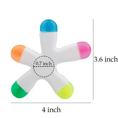 Funky Shaped Five Color Plastic Highlighter 4"