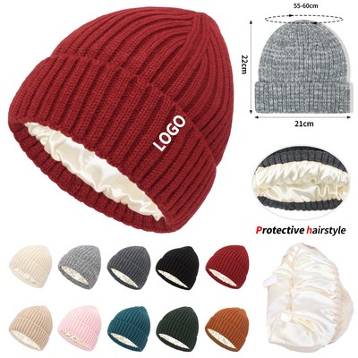 Satin Lined Beanie For Women Men