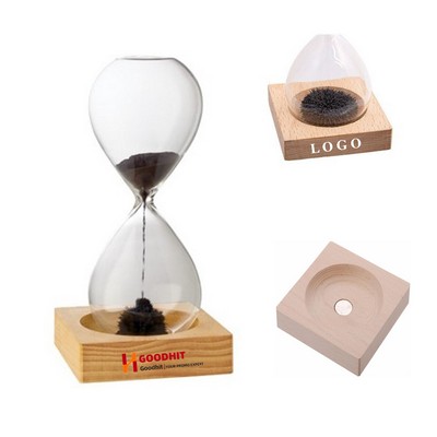 Magnetic Sand Timer/Hourglass With Wooden Base