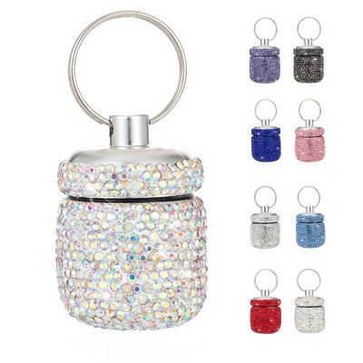 Sparkling Rhinestones Pills Holder Keychain
