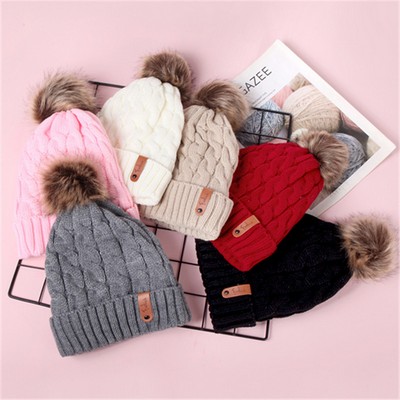 Pom Pom Knitted Beanie