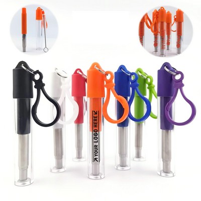 Reusable Straw Retractable w/ Carabiner Carrying Case