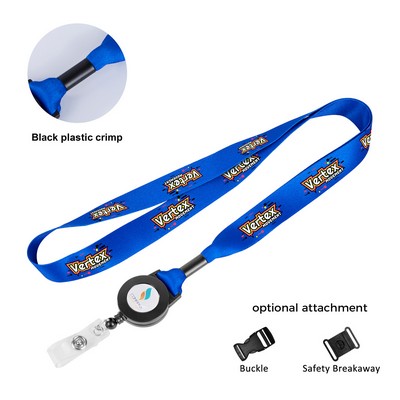 3/4" Dye-Sublimated Lanyard W/Retractable Badge Reel Combo & Plastic Crimp