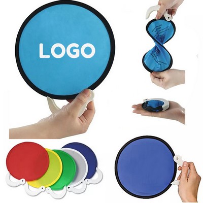 Round Foldable Nylon Fold Up Handle Fan