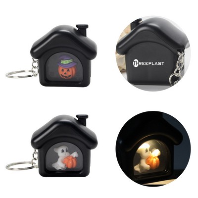 Halloween Haunted House Ghost Keychain