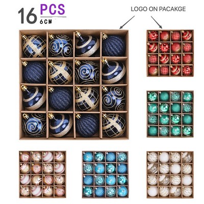 6cm 16PCS Christmas Balls Colorful Electroplated Ornament Set Tree Decor