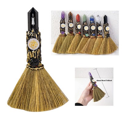 Natural Handmade Healing Crystal Amethyst Tower Point Chakra Logo Broom for Decoration