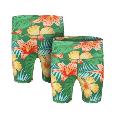 Custom Women's High Waist Yoga Workout Shorts (Full Color)